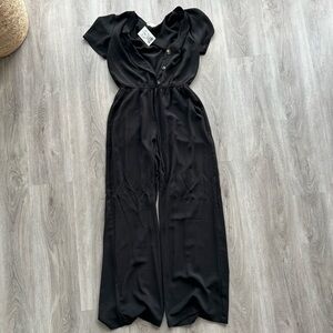 Monteau Elegant Black Buttoned Jumpsuit